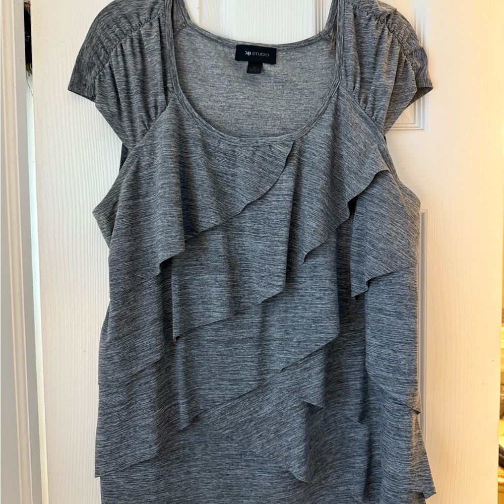 AB Studio Charcoal Ruffled Blouse